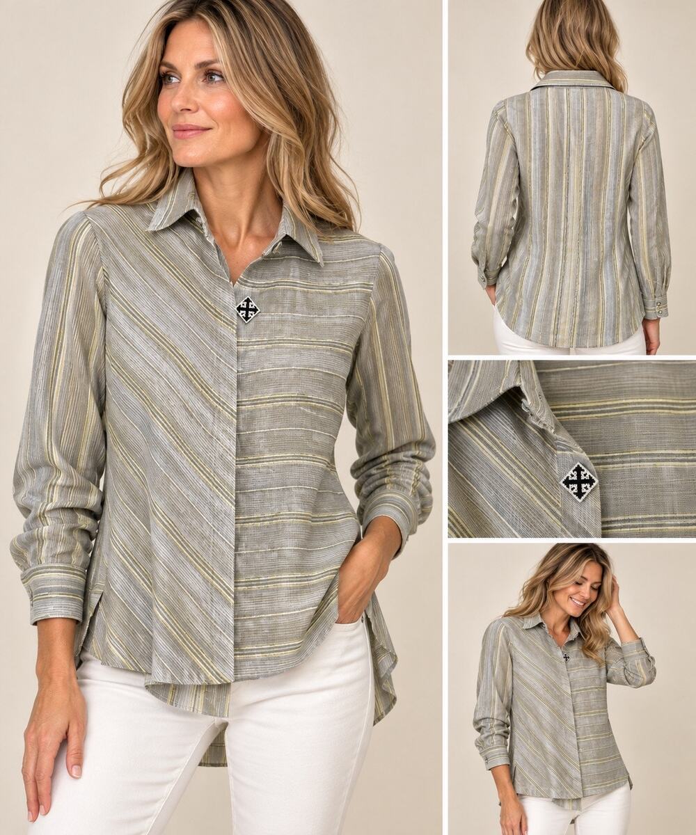Finley Blue/Silver Scotty Button Up Shirt Size XS